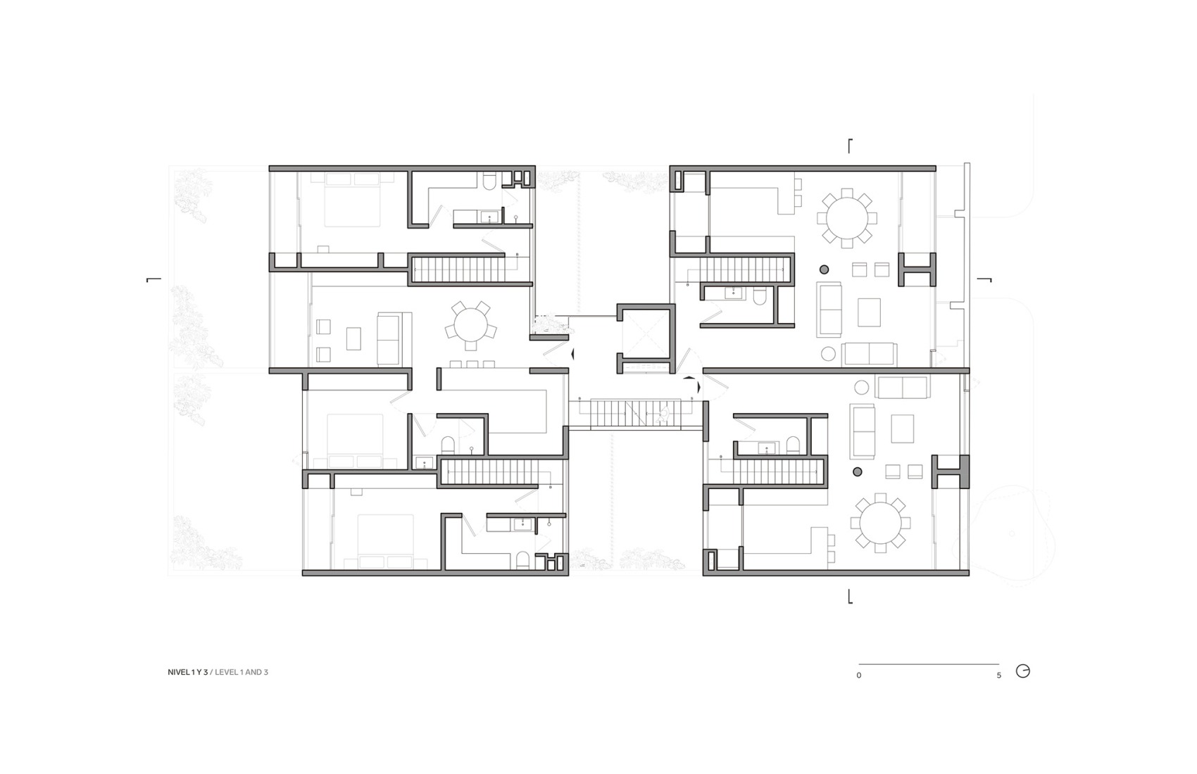 Plano de primera y tercera planta. Antonio Maceo 8 por Taller Héctor Barroso.