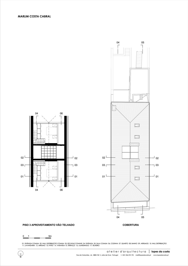 Plano de planta de cubiertas. Marlim Costa Cabral por Atelier d’Arquitectura Lopes da Costa.
