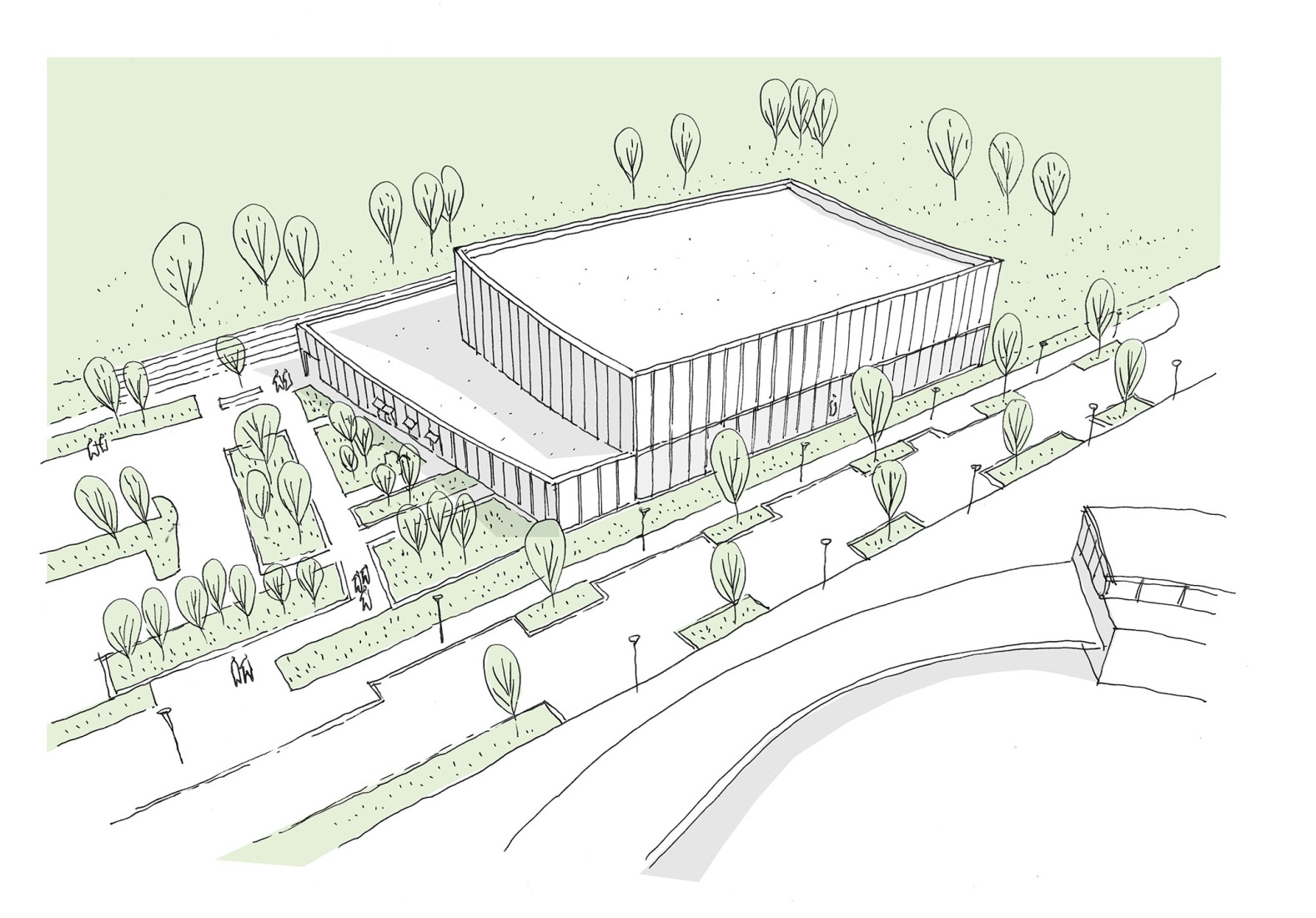 Boceto. Gimnasio Marie Marvingt por Ateliers O-S Architectes.