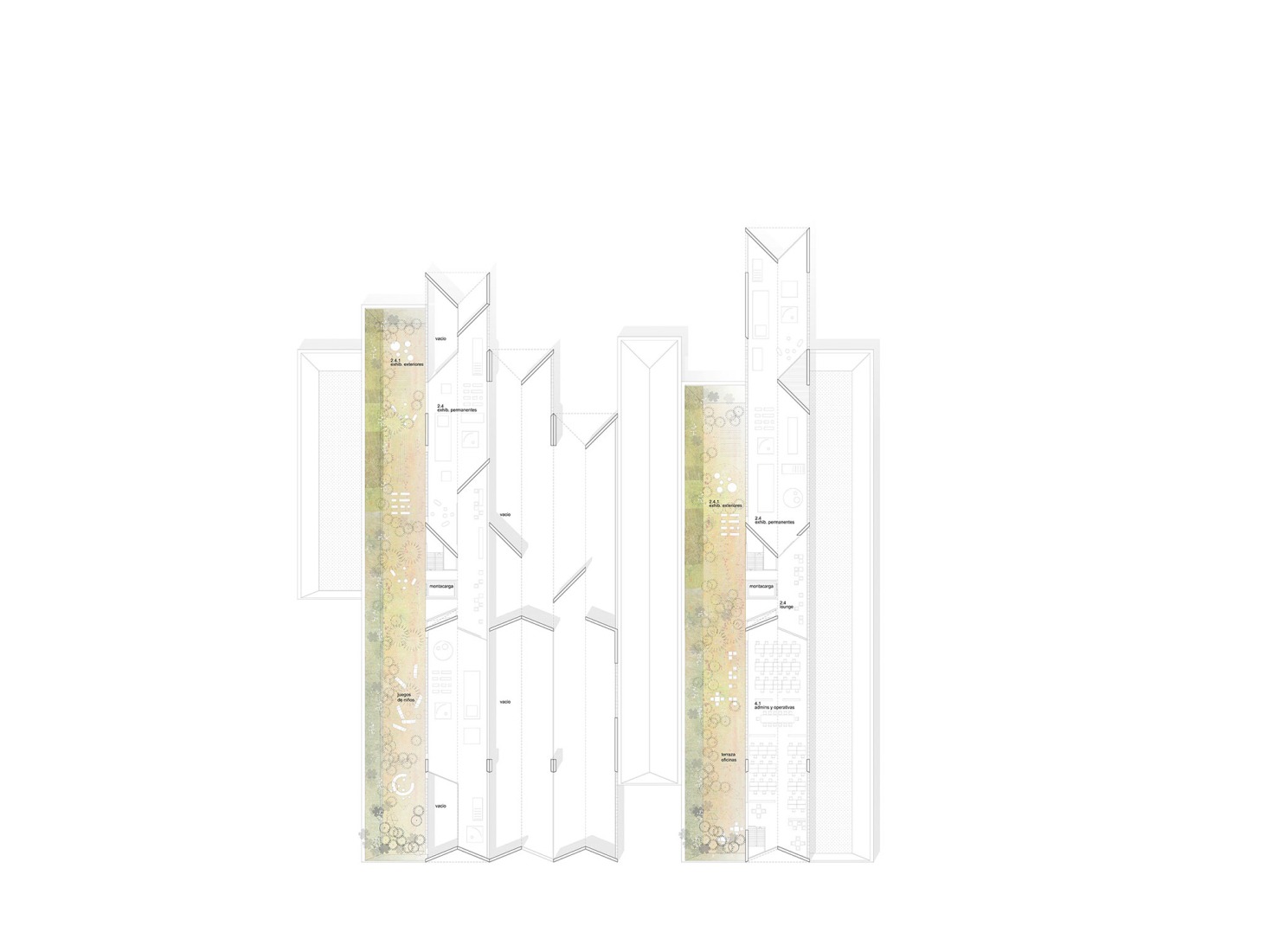Attic floor plan. Yancuic Museum by BAX studio, Mendoza Partida and SPRB Architects.