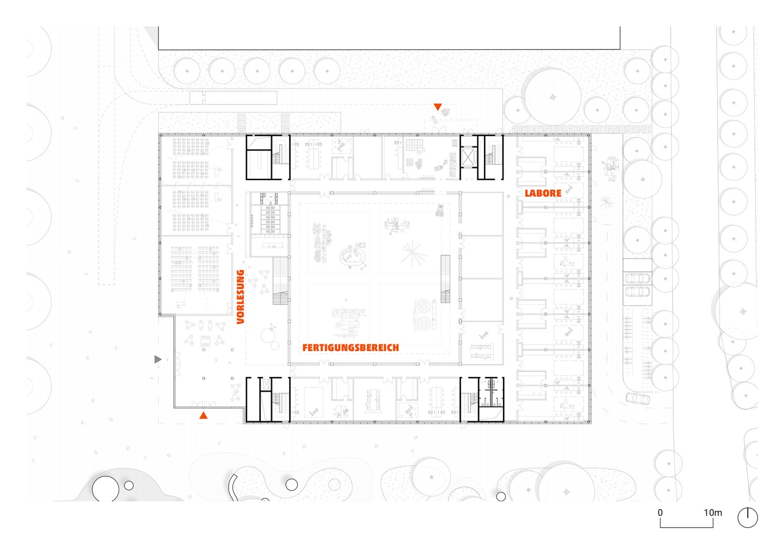 Ground floor plan. Center for Robotics CERI by HENN.