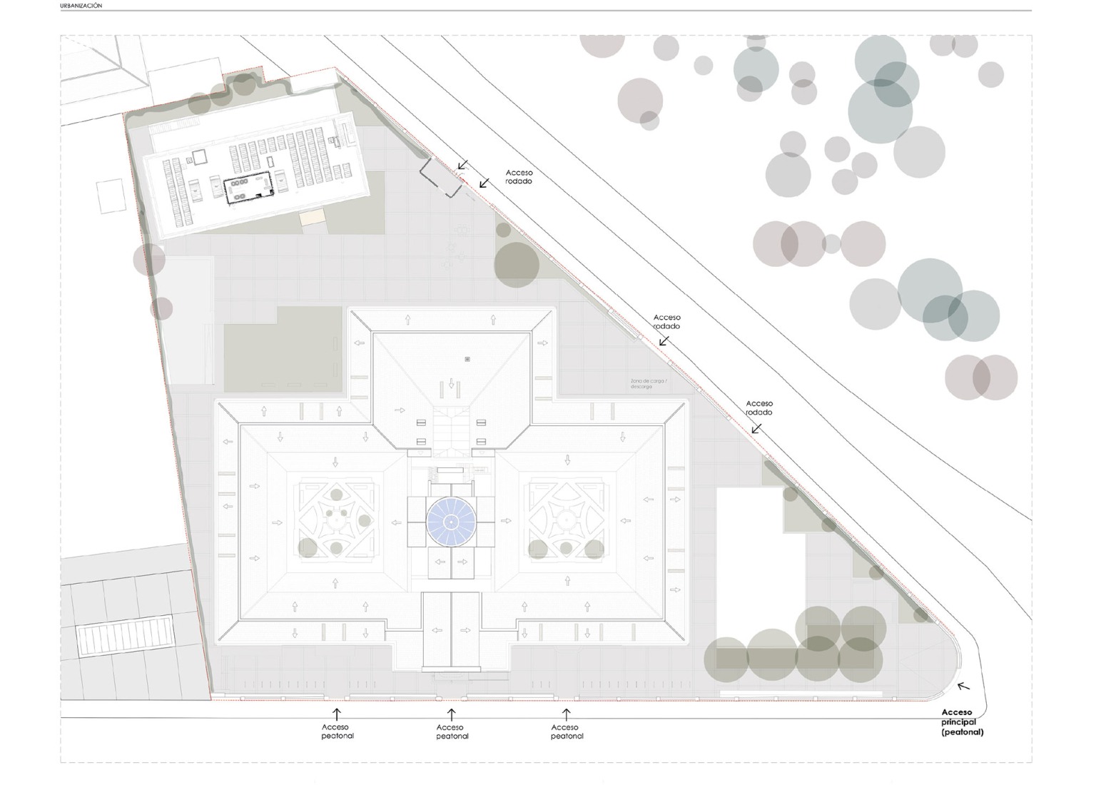 Site and roof project plan. Turia Campus, Universidad Europea by Ramón Esteve Estudio.