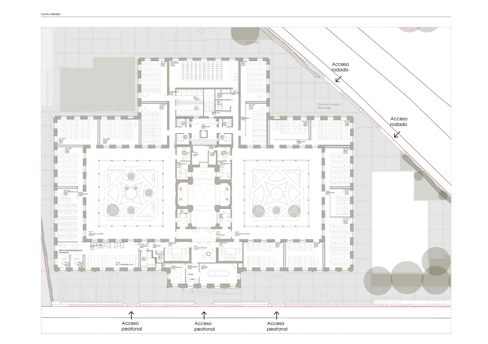 Restoration first floor plan. Turia Campus, Universidad Europea by Ramón Esteve Estudio.