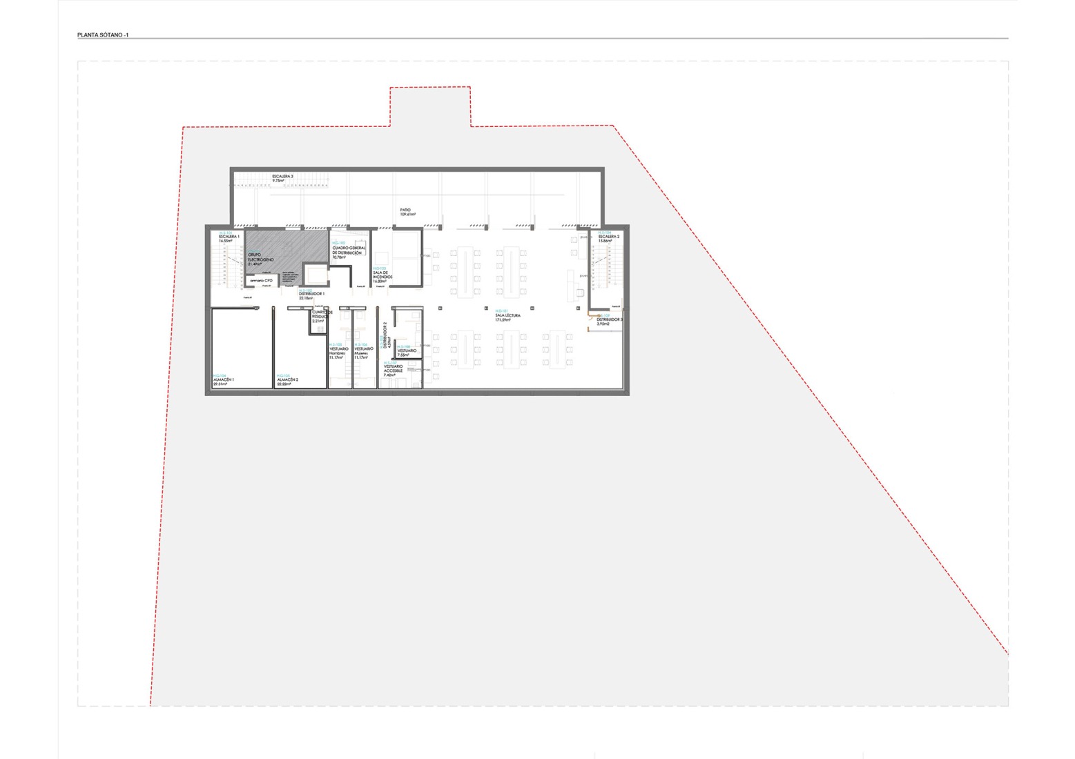 Extension basement floor plan. Turia Campus, Universidad Europea by Ramón Esteve Estudio.