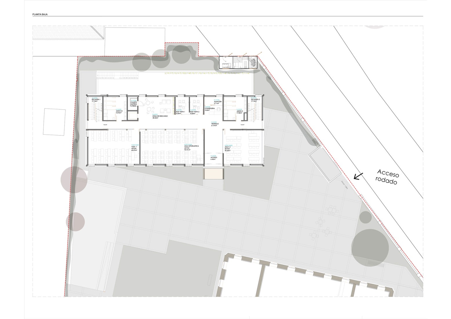 Extension ground floor plan. Turia Campus, Universidad Europea by Ramón Esteve Estudio.