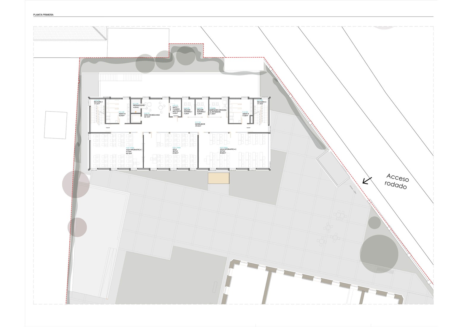 Extension first floor plan. Turia Campus, Universidad Europea by Ramón Esteve Estudio.