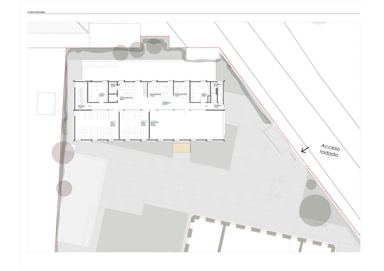 Extension second floor plan. Turia Campus, Universidad Europea by Ramón Esteve Estudio.