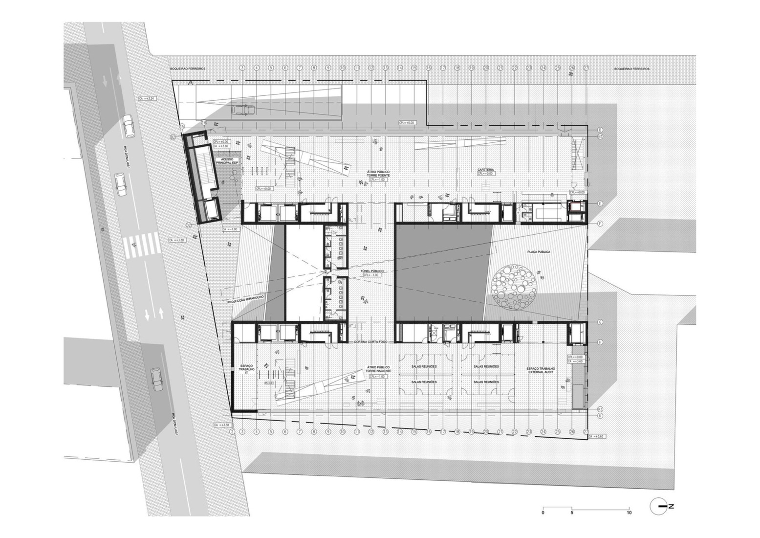 Basement floor plan. "Energía de Portugal" Headquarters by ELEMENTAL.