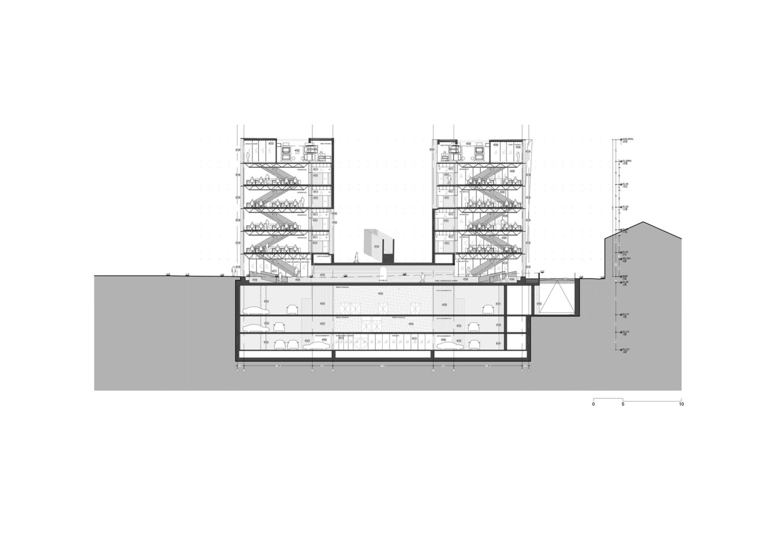 Section. "Energía de Portugal" Headquarters by ELEMENTAL.
