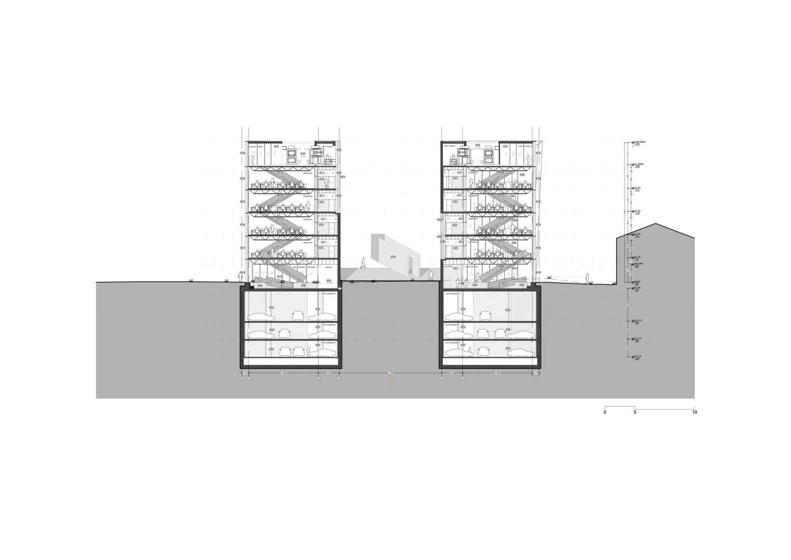 Section. "Energía de Portugal" Headquarters by ELEMENTAL.