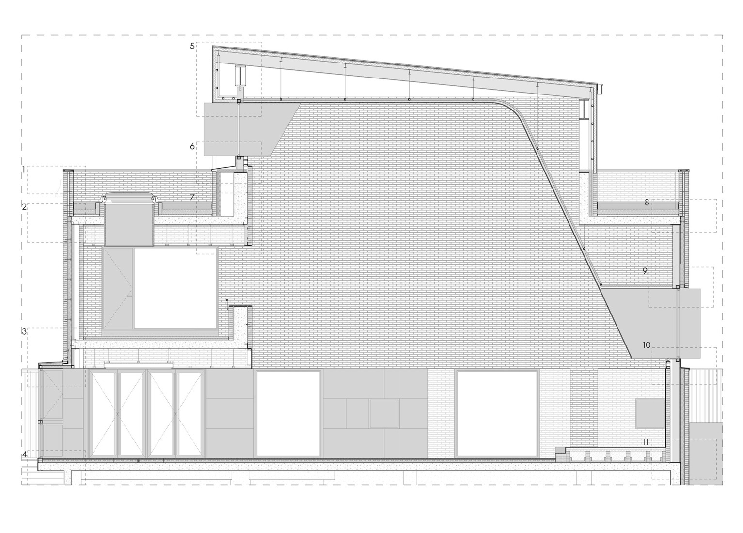 Sección constructiva. Centro Parroquial San Benito Menni por tresunouno.