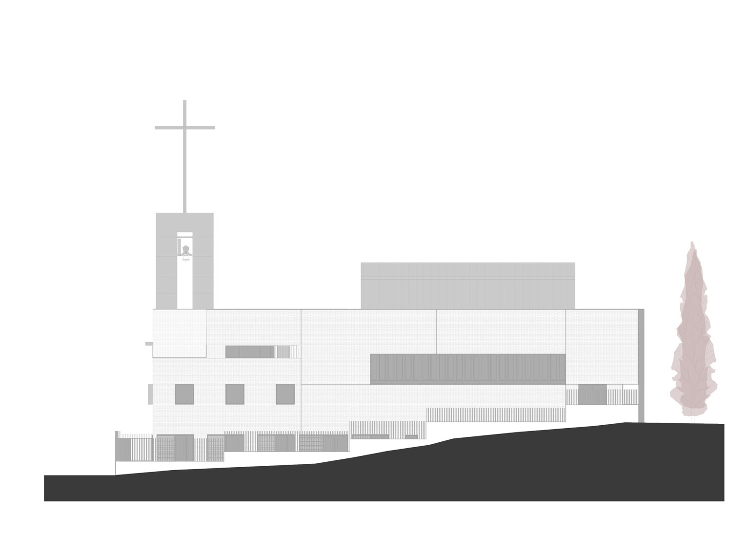 Alzado noreste. Centro Parroquial San Benito Menni por tresunouno.