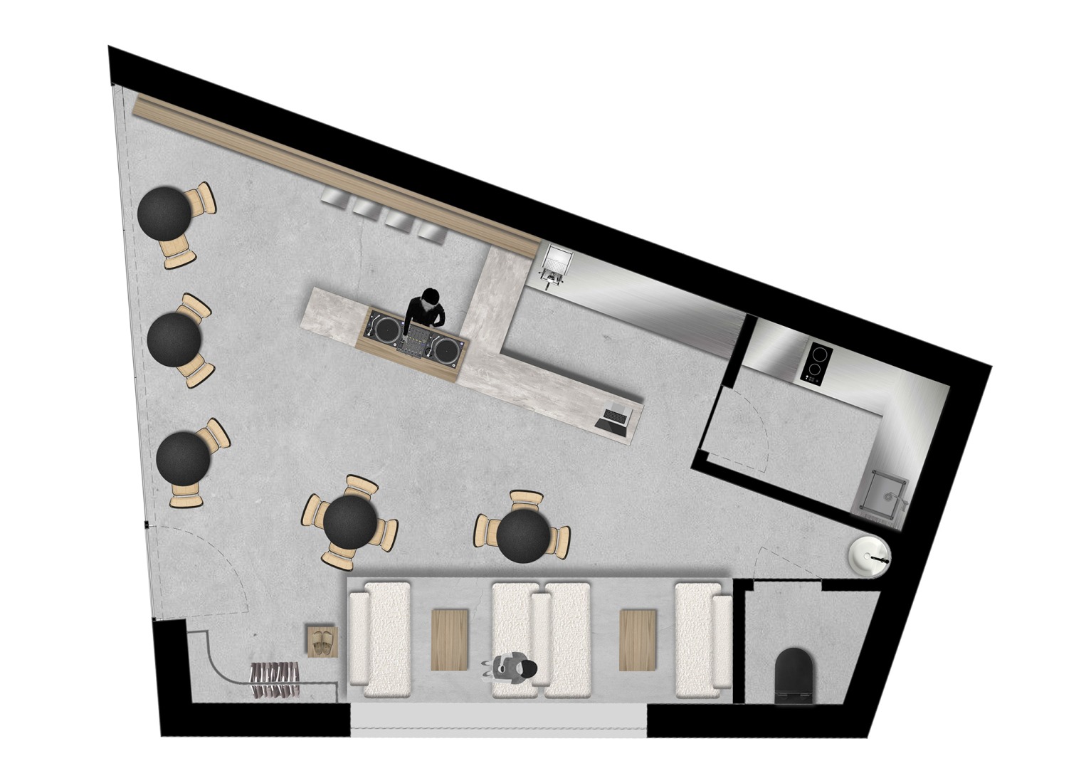 Floor plan. KI.art.music.coffee. by MAT Arquitetura e Interiores.