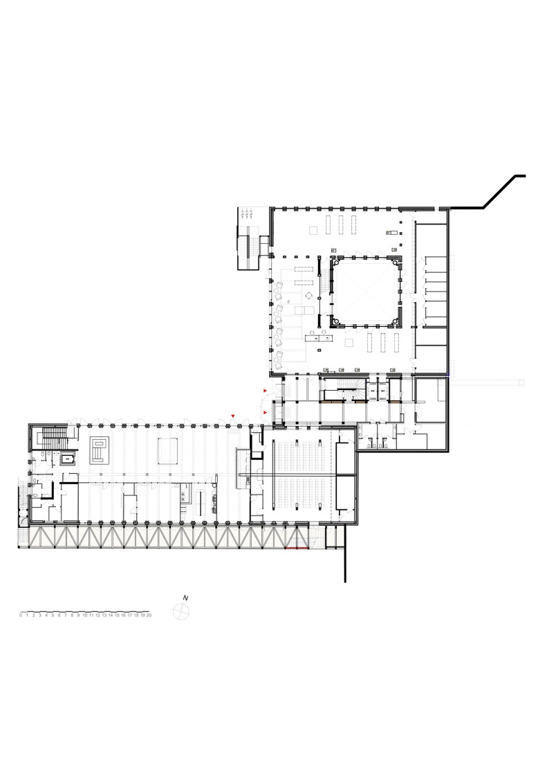 Plano de planta baja. Mediateca y Casa de Refugiados James Baldwin by associer. 