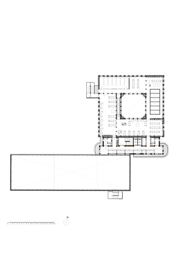 Plano de planta segunda. Mediateca y Casa de Refugiados James Baldwin by associer.