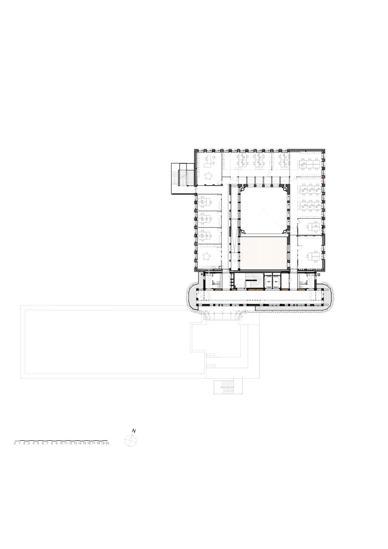 Plano de planta tercera. Mediateca y Casa de Refugiados James Baldwin by associer.