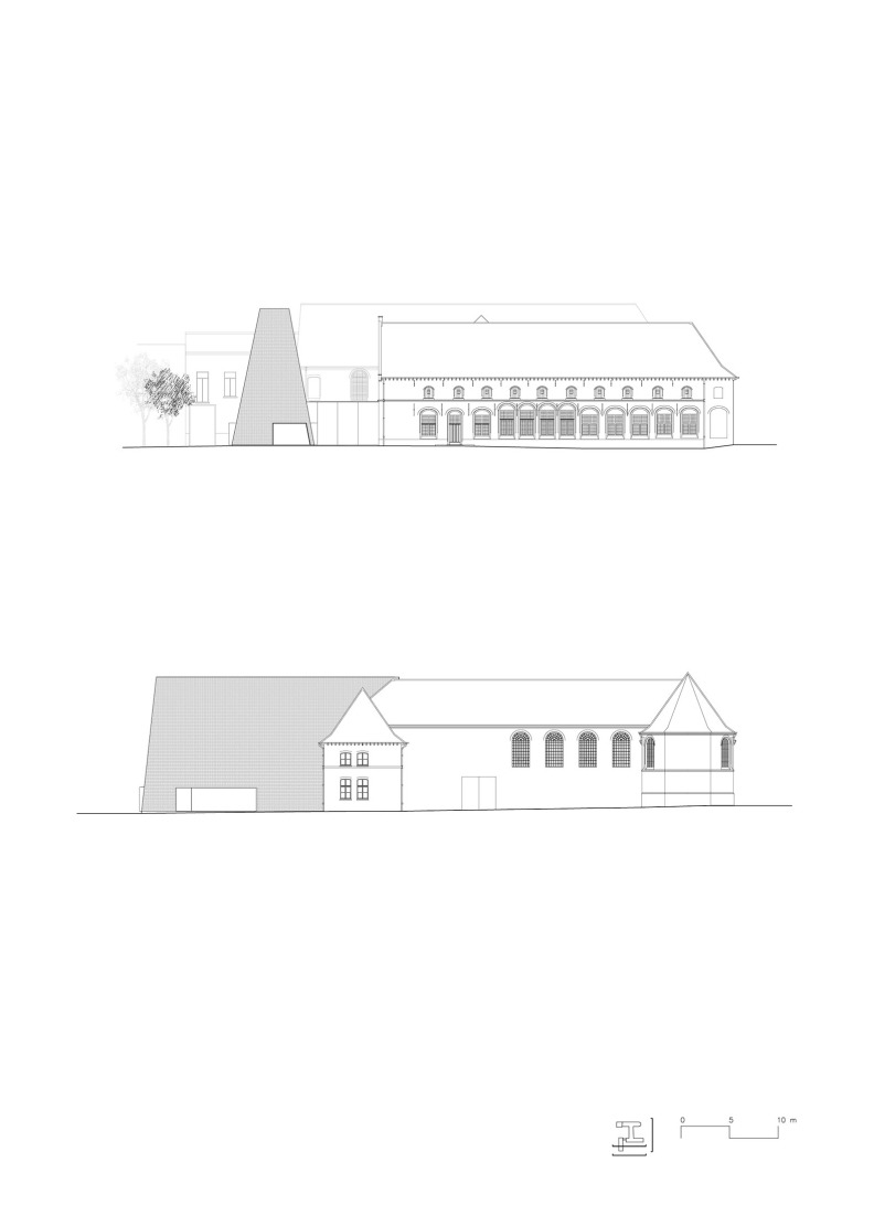 Elevations. New museum of visual arts Abby Kortrijk by Barozzi Veiga + Tab Architects.