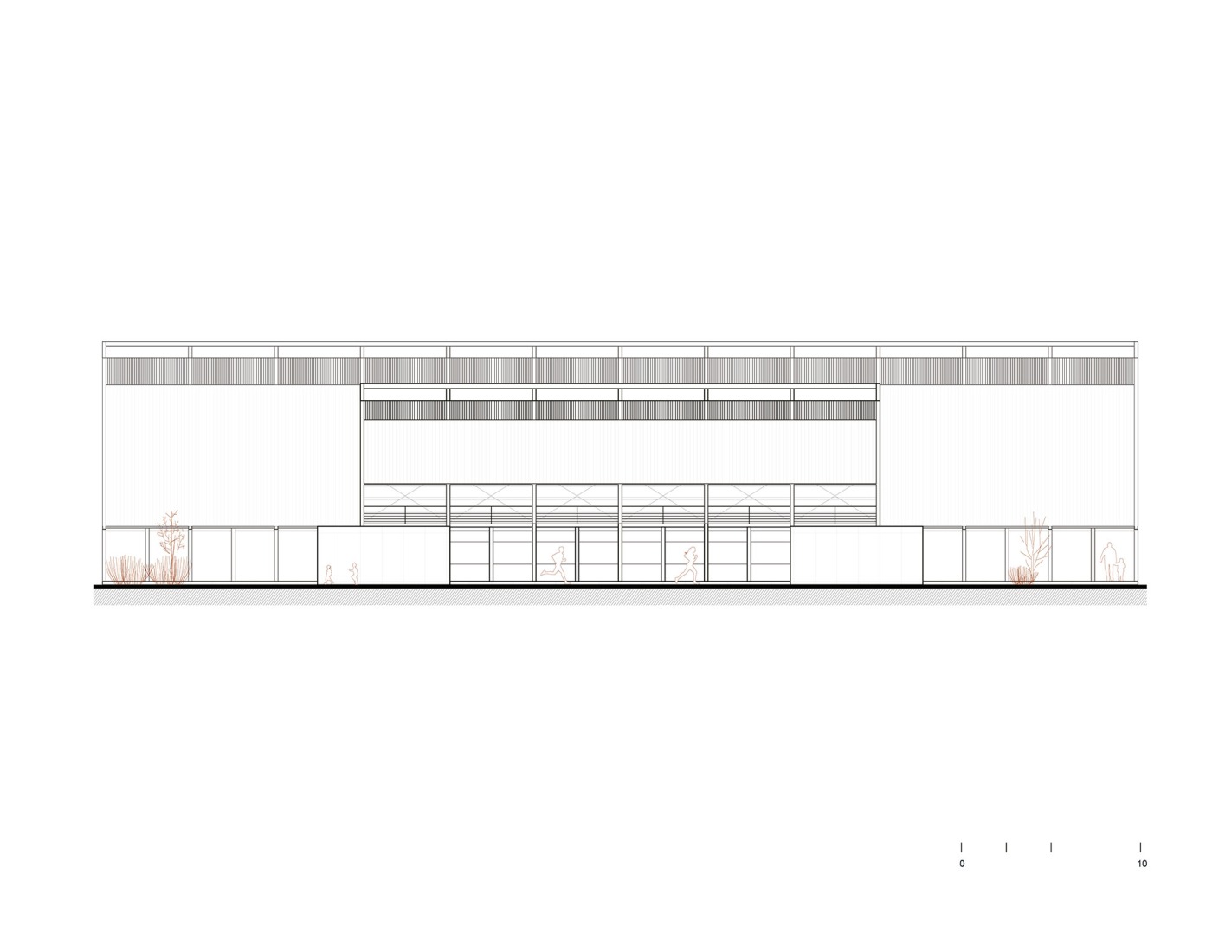 Facade. Mixed-use building. Sports Complex La Paz by CCA. Courtesy of de Centro de Colaboración Arquitectónica (CCA).