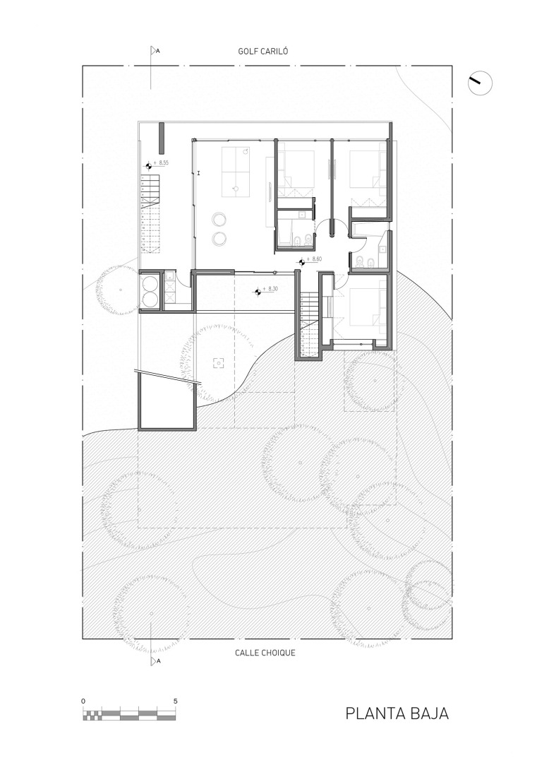 Ground floor plan. Choique House by Estudio Galera Arquitectura.