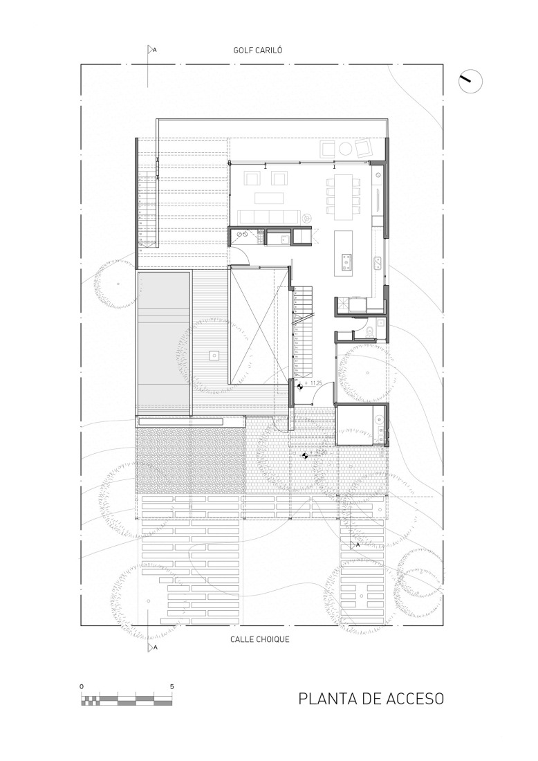 Entrance floor plan. Choique House by Estudio Galera Arquitectura.