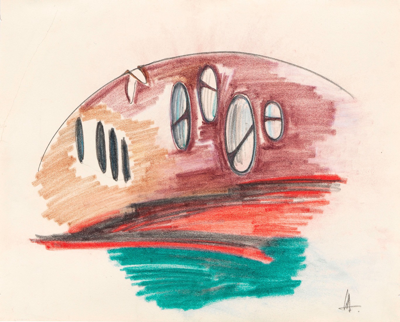 Friedrich Kiesler, Study for the Windows of the Endless House, New York 1959/60, 35.3 x 43.85 cm, colored pencil and pastel chalk on paper. Courtesy by the Austrian Frederick and Lillian Kiesler Private Foundation, Vienna.