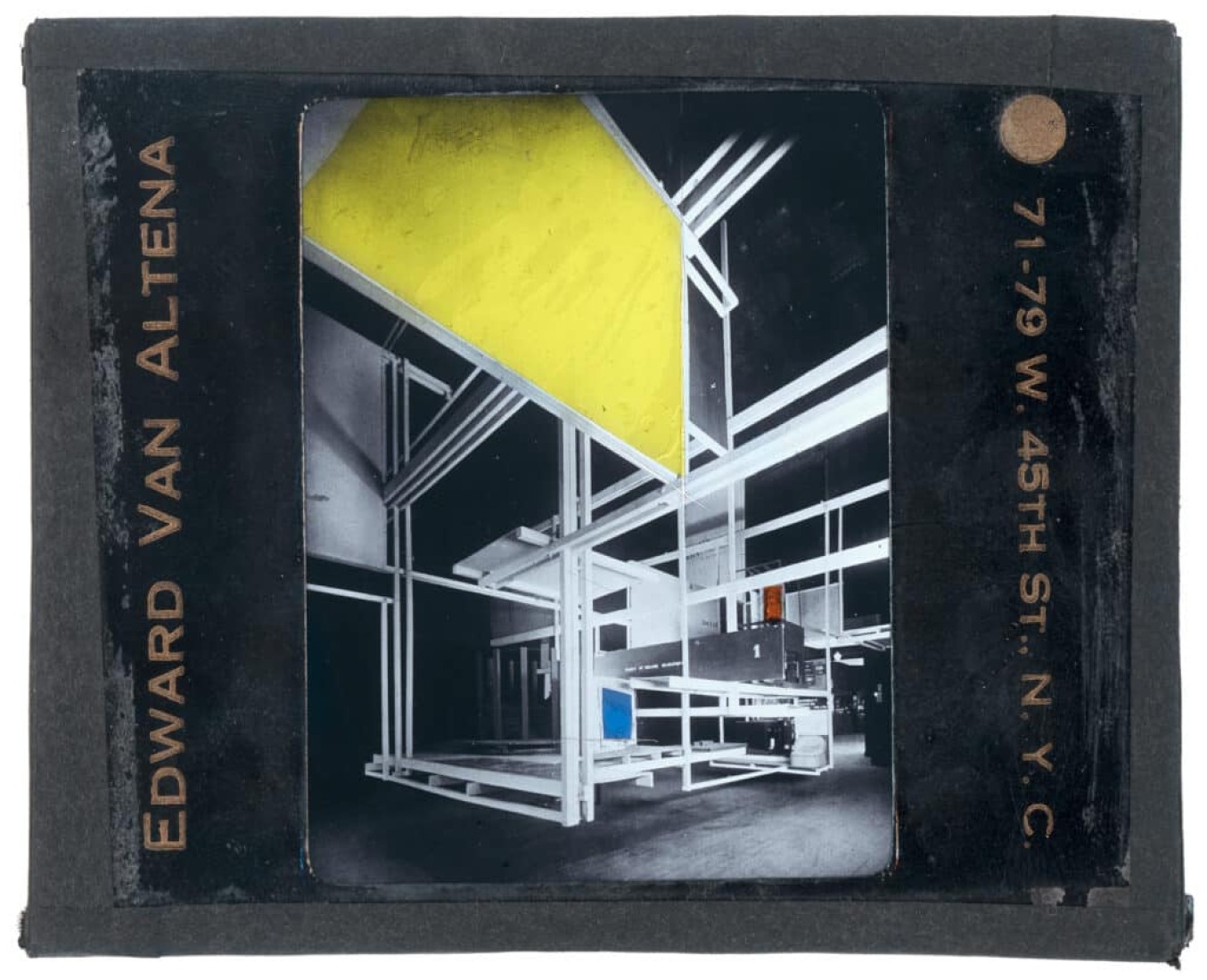 Friedrich Kiesler, Space City, colored glass plate slide, Paris 1925/New York 1930s. Courtesy by the Austrian Frederick and Lillian Kiesler Private Foundation, Vienna.