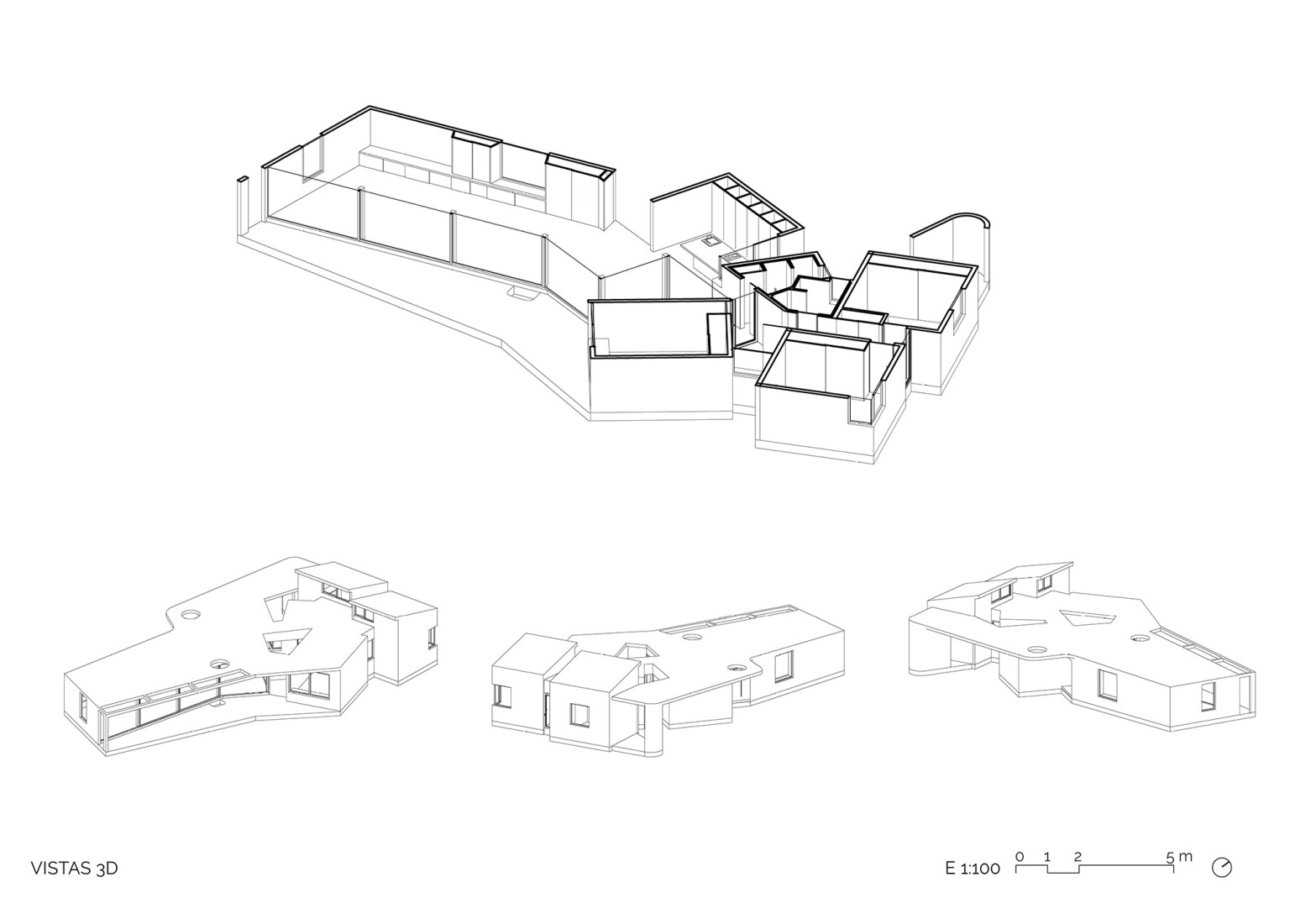 Axonometrías. Casa Pinola por Lisabesur Arquitectos.