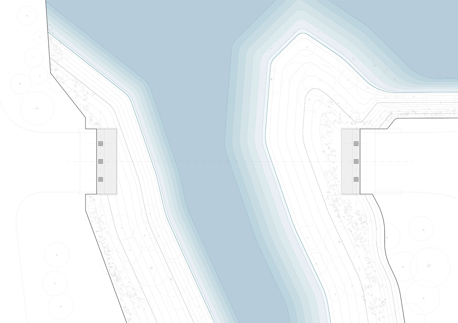 Pier floor plan. Baiersbronn Bridge by Moxon Architects + IB Miebach.
