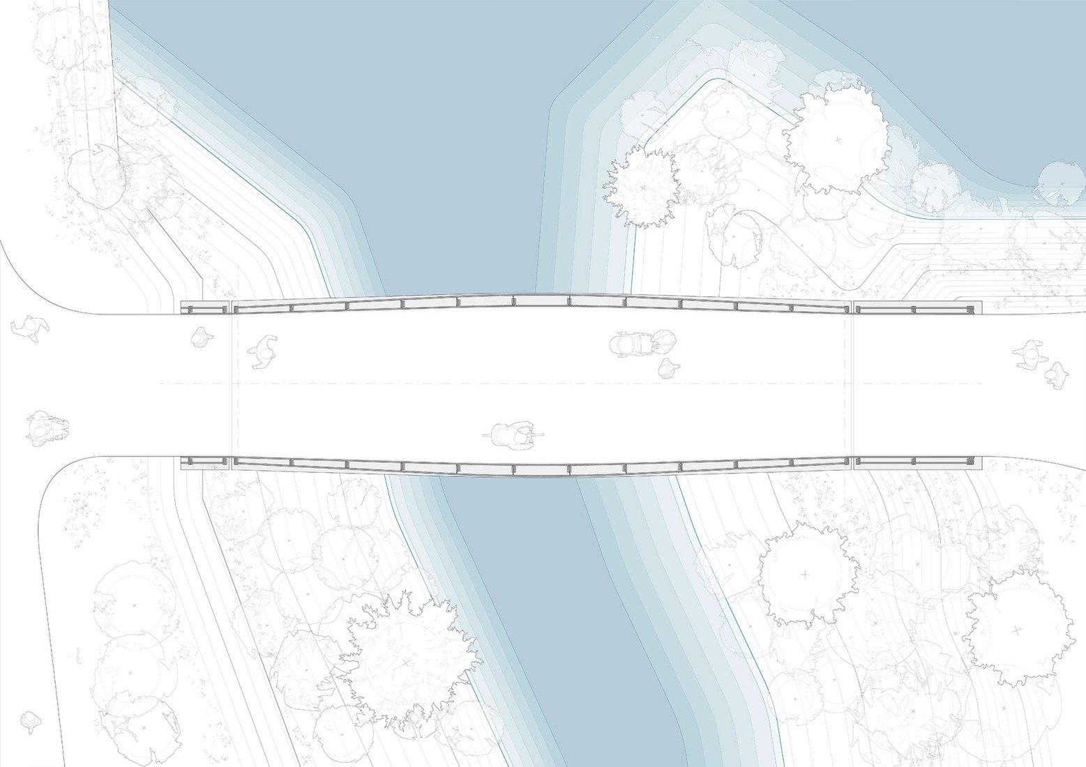 Deck floor plan. Baiersbronn Bridge by Moxon Architects + IB Miebach.