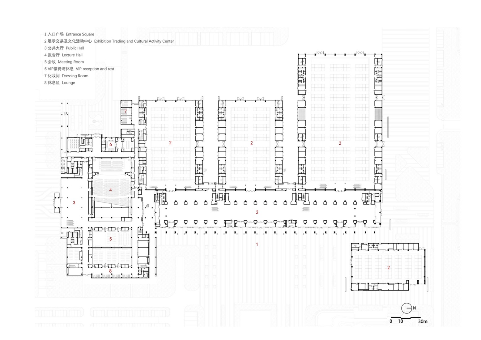 Plano de planta baja. Centro de servicios de comercialización de productos agrícolas del delta del Río Amarillo por UAD.