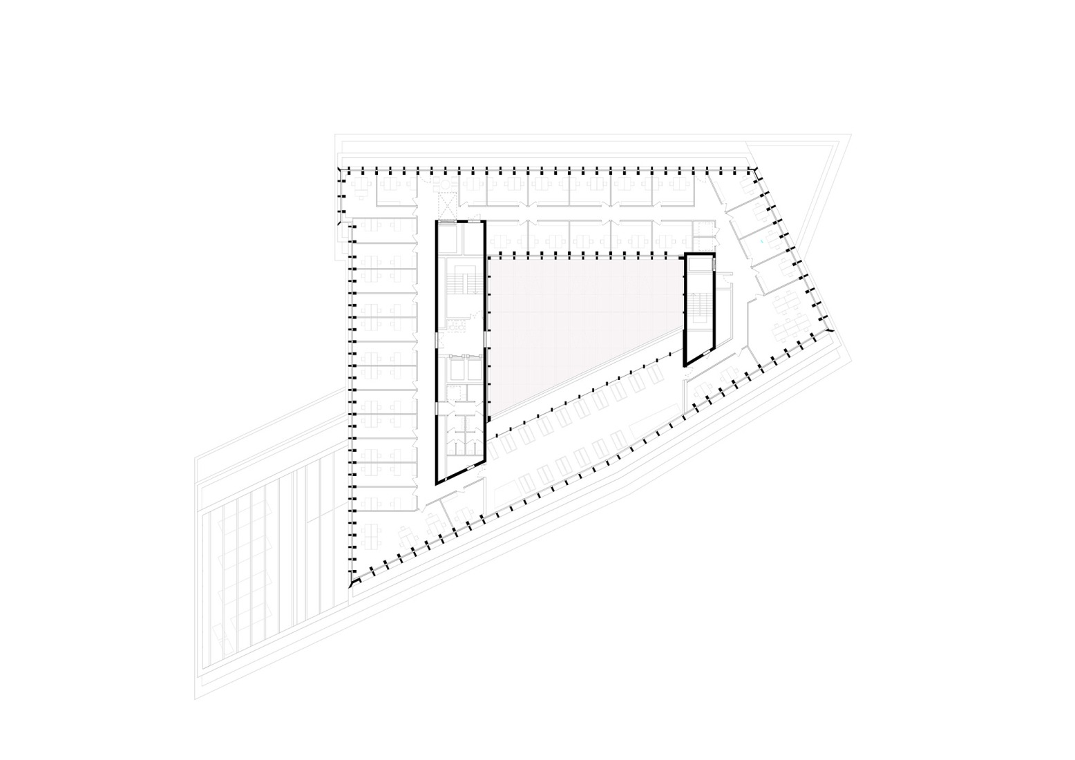 Upper floor plan. HTSH by Vaillo + Irigaray Architects + Interplay Architects.