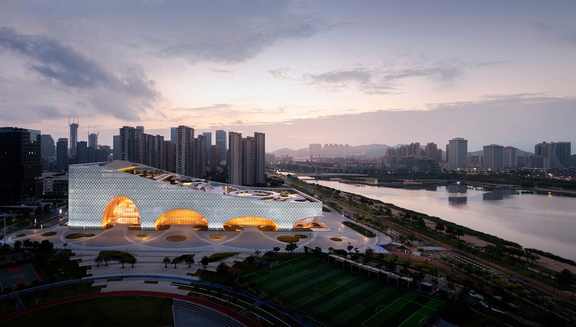 Complejo cultural y artístico de Hengqin por Atelier Apeiron. Fotografía por Schran Image.