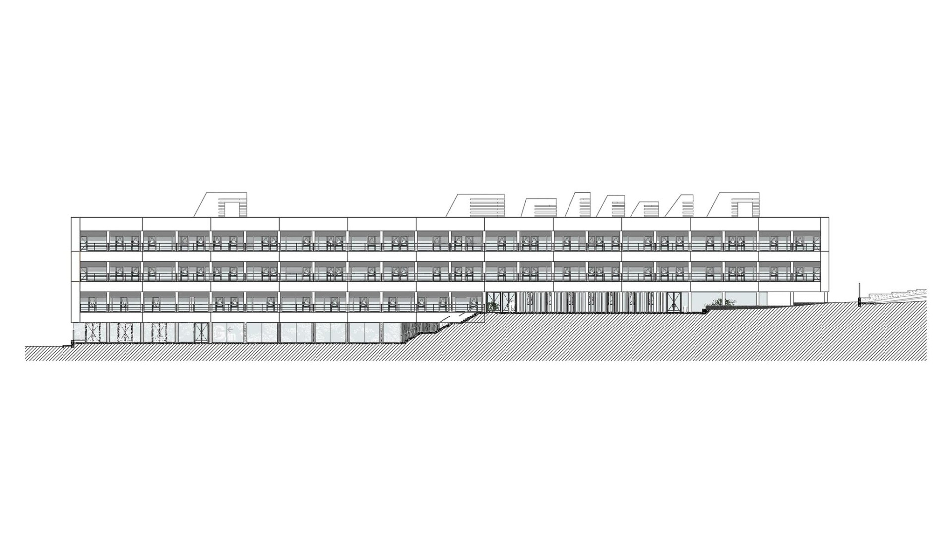 South elevation. IES Vía de la Plata by ABLM Arquitectos.