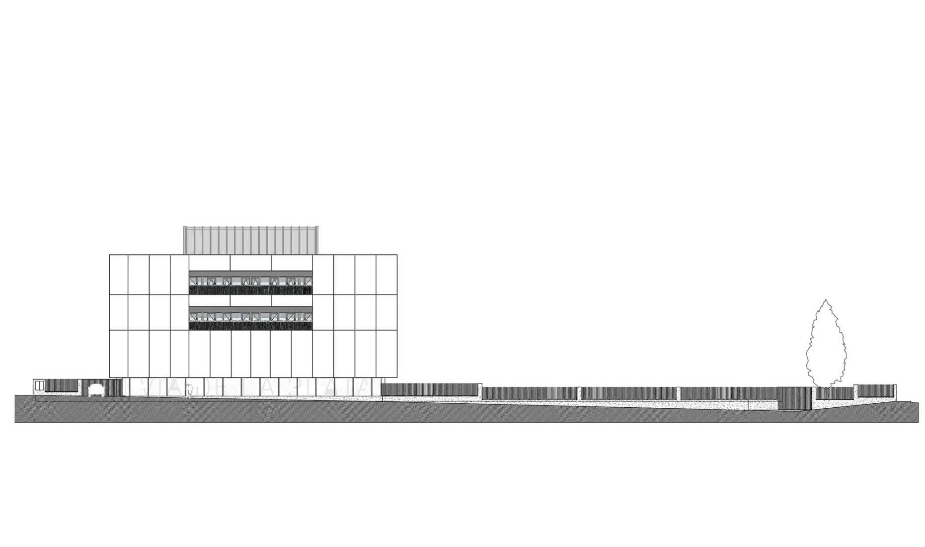 West elevation. IES Vía de la Plata by ABLM Arquitectos.
