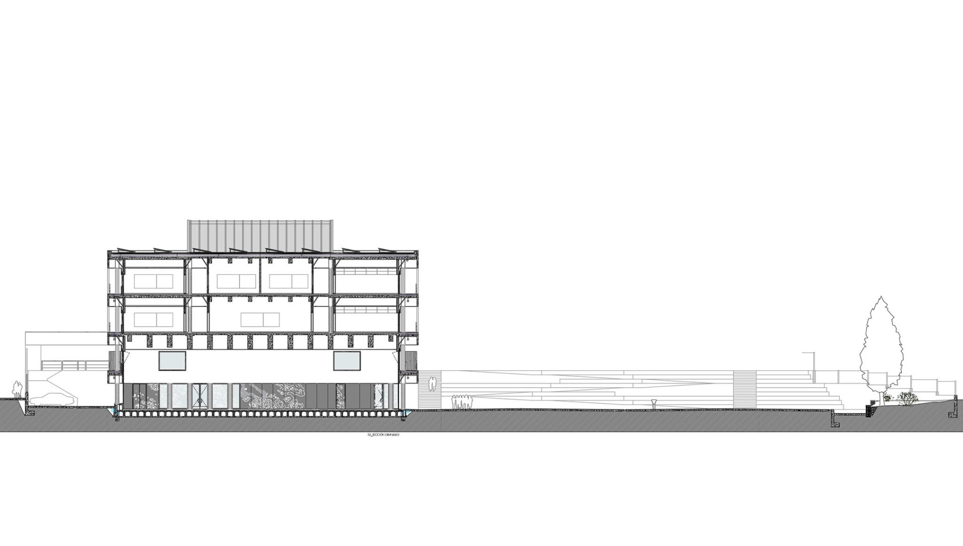 Cross section. IES Vía de la Plata by ABLM Arquitectos.