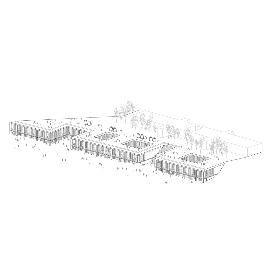 Axonometry. VHIR Vall d’Hebron Campus Research Center by BAAS + ESPINET/UBACH.