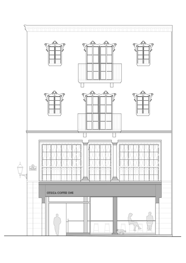 Fachada 1. Oteiza One Coffee Shop por Bauart studio, Arkygra Arquitectos.