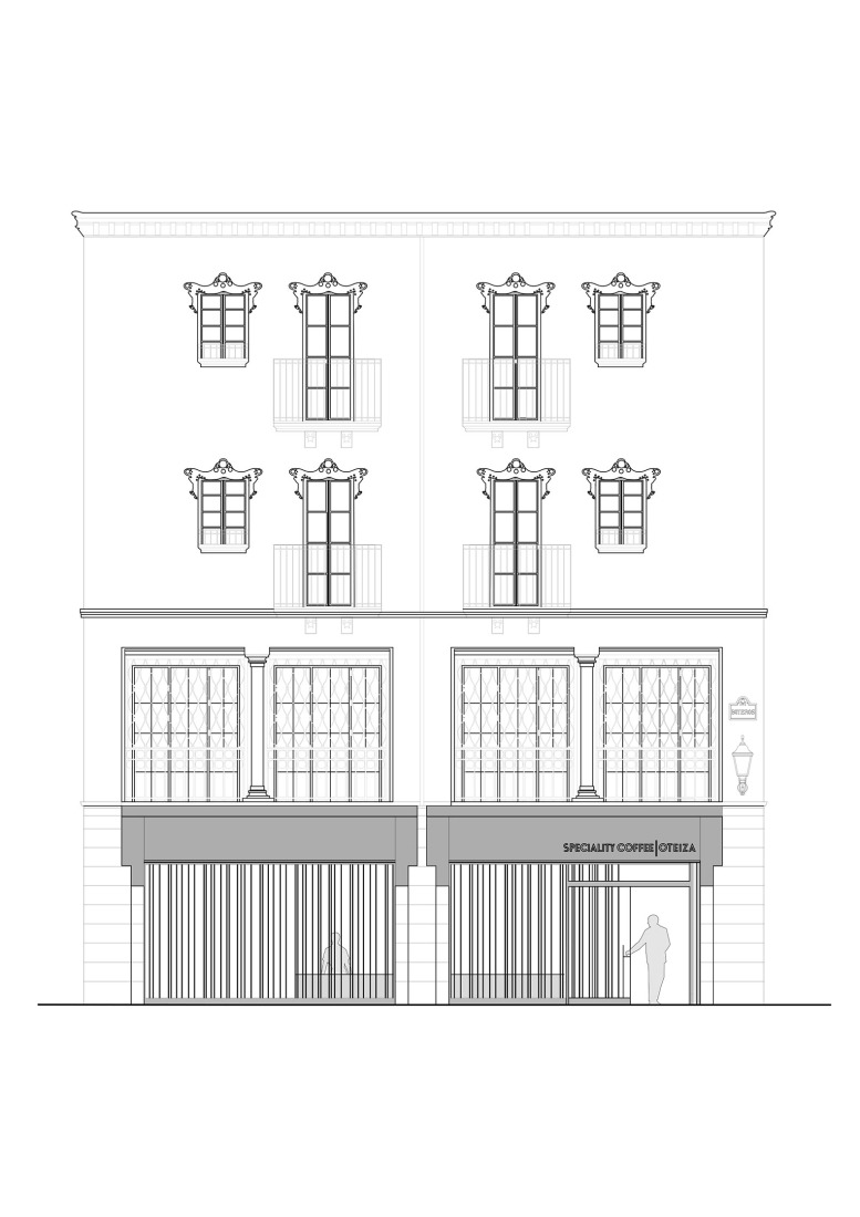 Fachada 2. Oteiza One Coffee Shop por Bauart studio, Arkygra Arquitectos.