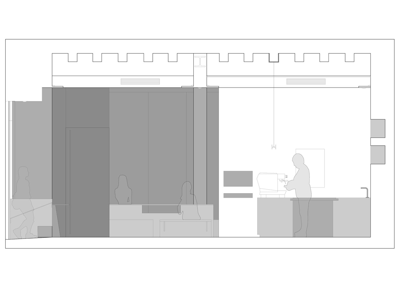 Sección 1. Oteiza One Coffee Shop por Bauart studio, Arkygra Arquitectos.