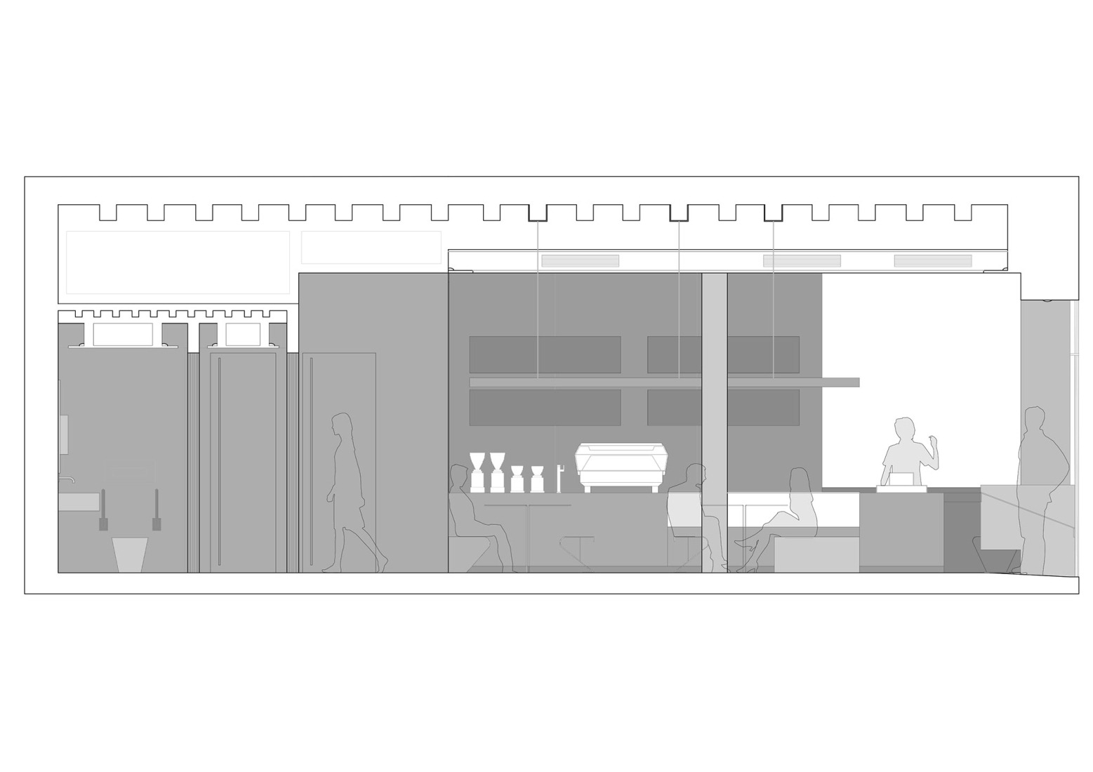 Sección 2. Oteiza One Coffee Shop por Bauart studio, Arkygra Arquitectos.