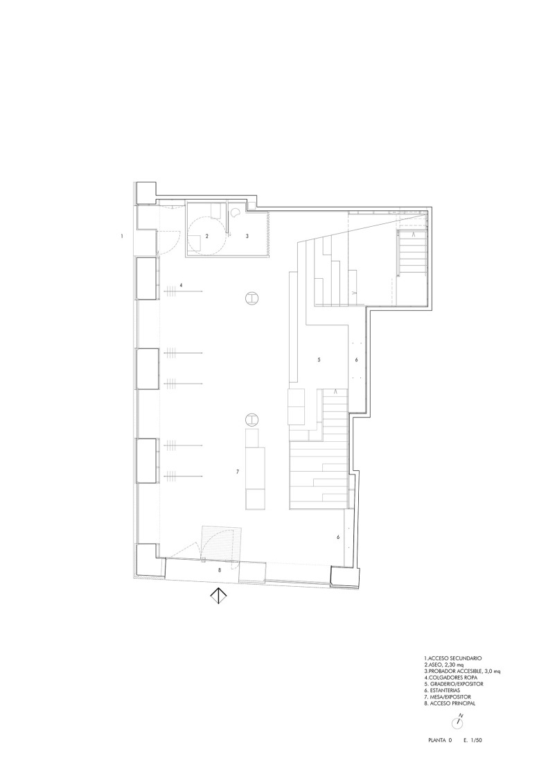 Plano de planta baja. Tienda MKR Campana por Guillermo Vázquez Consuegra.