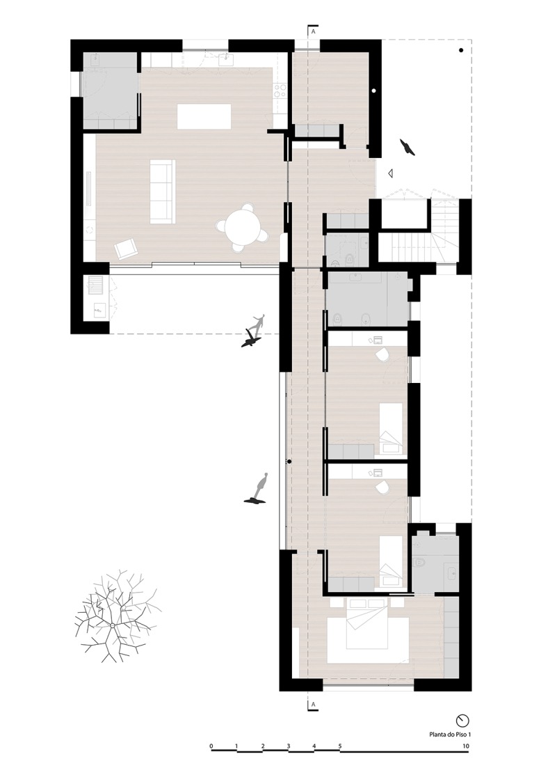 Plano de planta baja. Casa en Lameira por João Pedro Pedrosa.