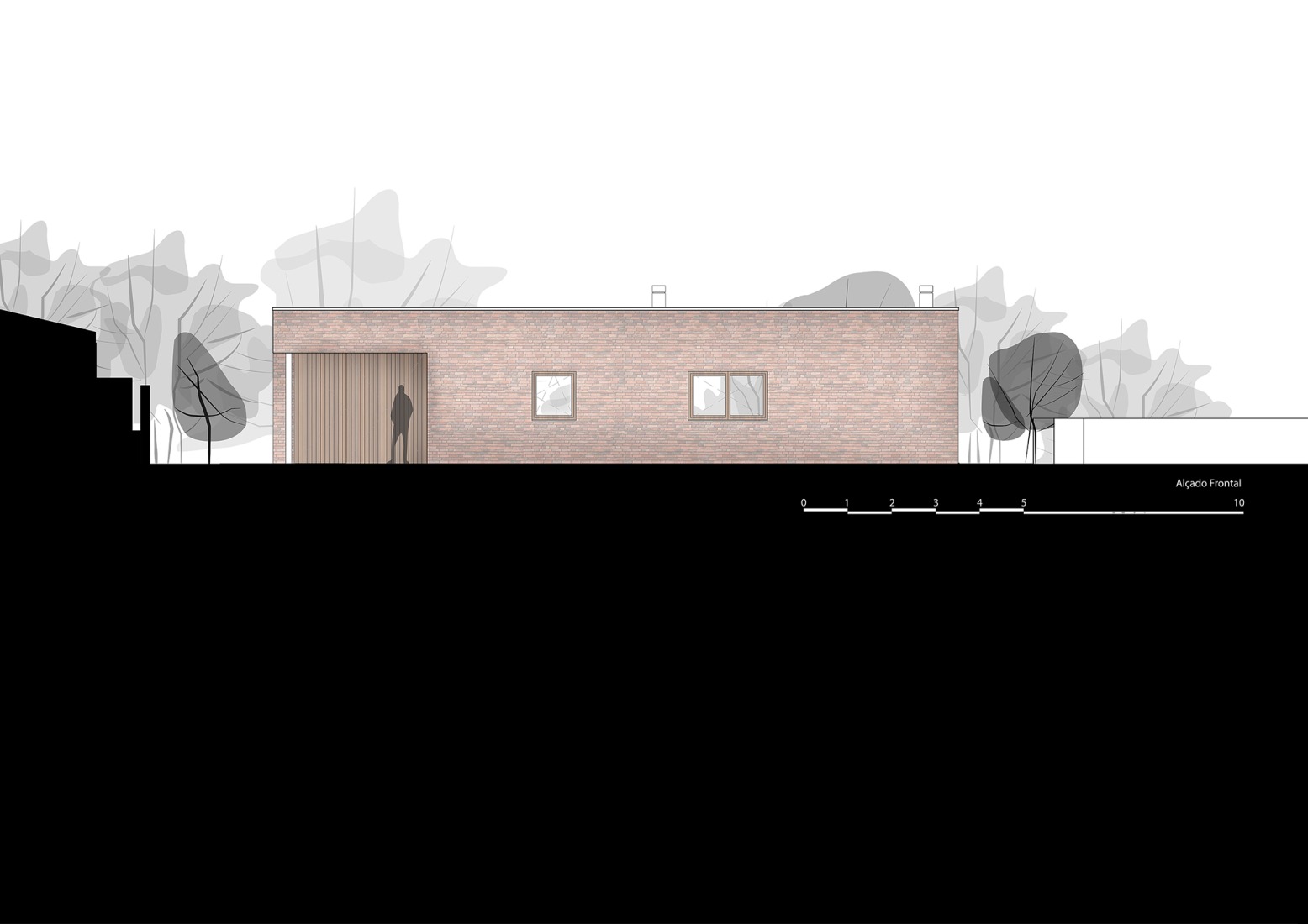 Alzado frontal. Casa en Lameira por João Pedro Pedrosa.