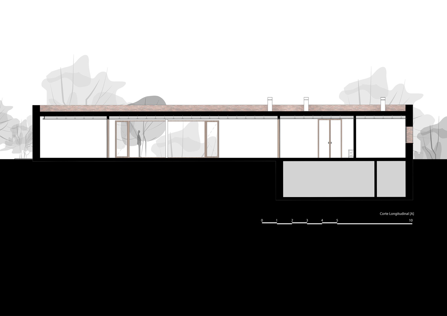 Sección. Casa en Lameira por João Pedro Pedrosa.