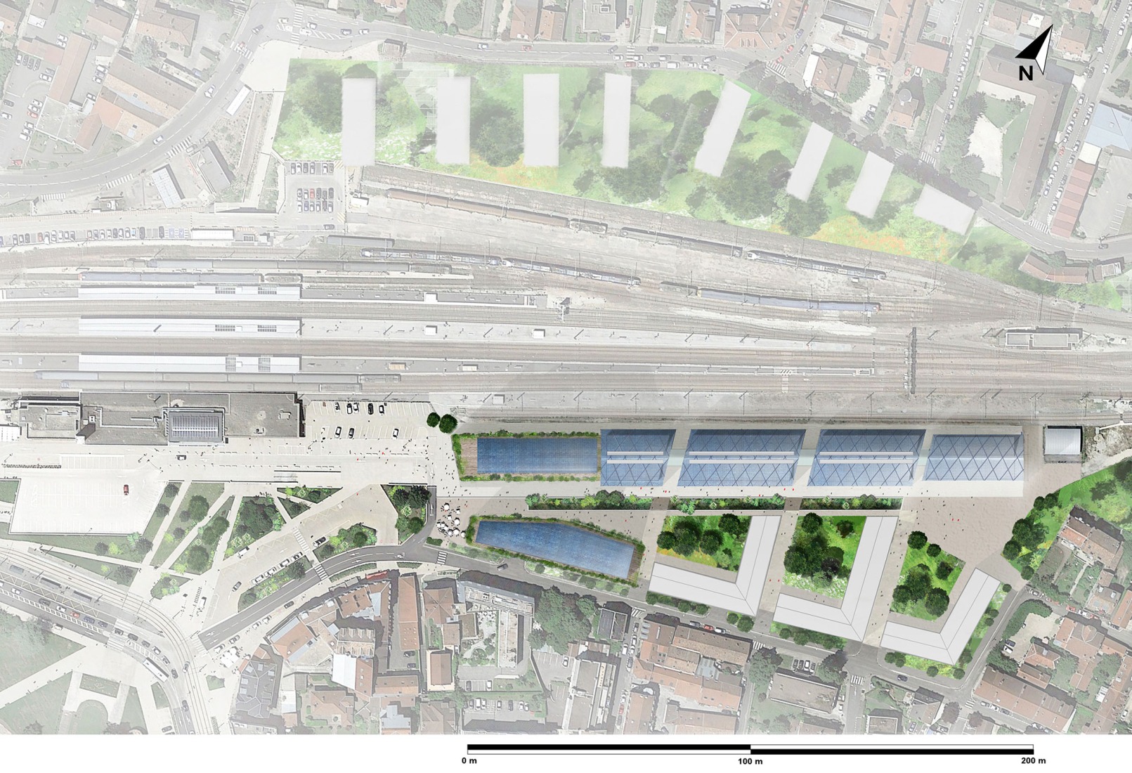 Plano del sitio. Centro comercial y residencias en Besanzón por MÉTRA+ASSOCIÉS.