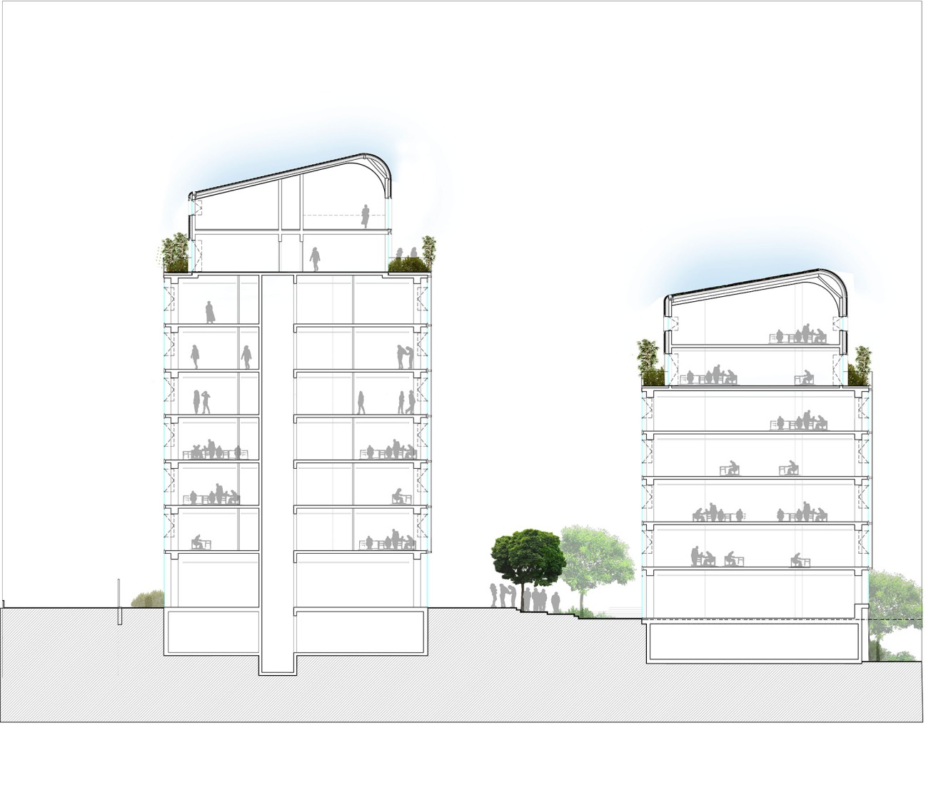 Sección oeste. Centro comercial y residencias en Besanzón por MÉTRA+ASSOCIÉS.