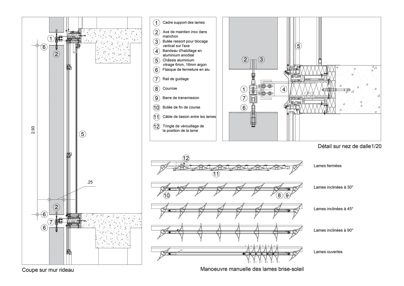 Detalle parasol, lámina 1. Centro comercial y residencias en Besanzón por MÉTRA+ASSOCIÉS.