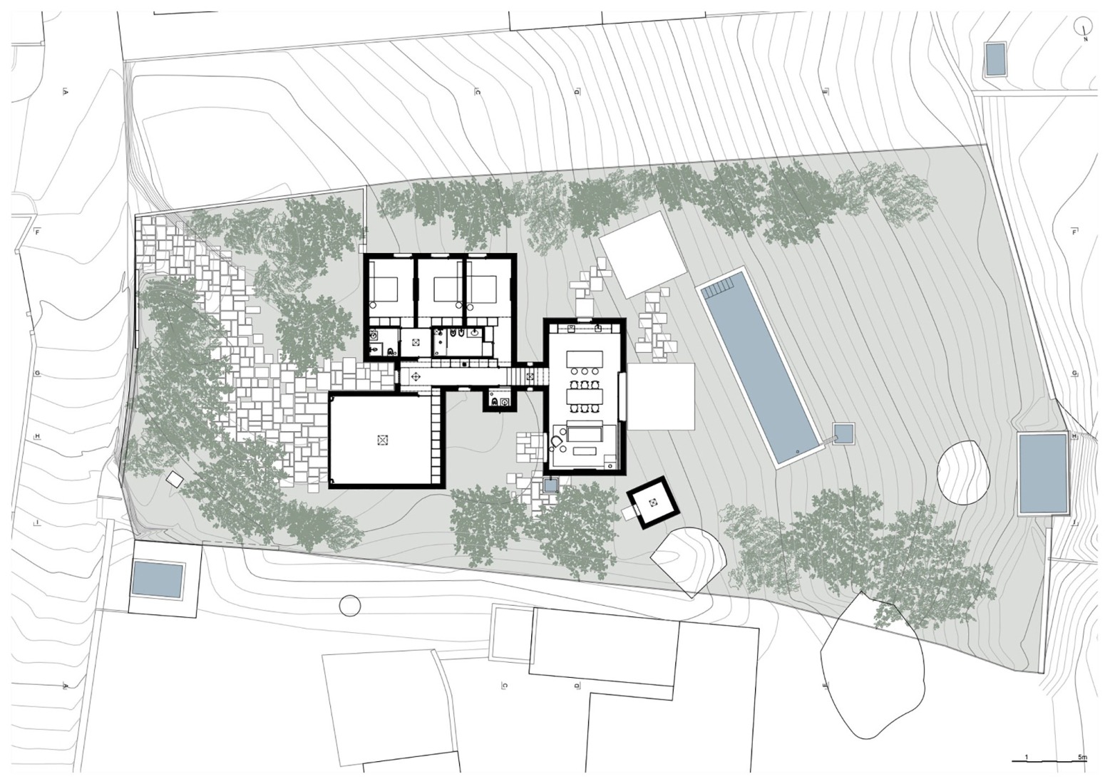 Planta baja. Casa Pedrantil por Helder da Rocha Arquitectos. 