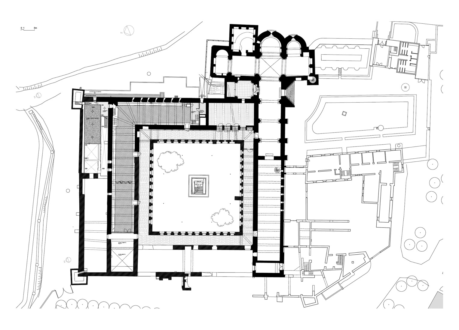 Site plan. Intervention in the Royal Monastery of Santa Maria de Sijena by Pemán y Franco + Sebastián Arquitectos. 