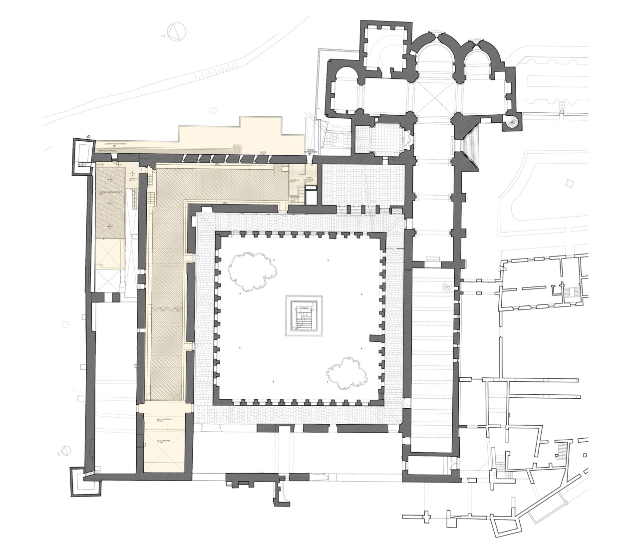 Ground floor plan. Intervention in the Royal Monastery of Santa Maria de Sijena by Pemán y Franco + Sebastián Arquitectos. 